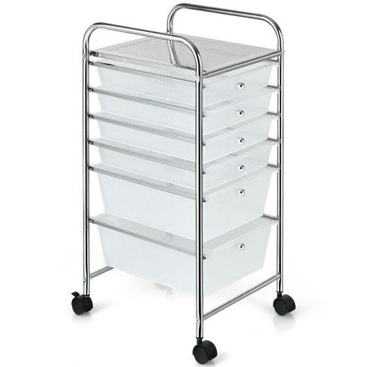 6 Drawers Rolling Storage Cart Organizer-Clear