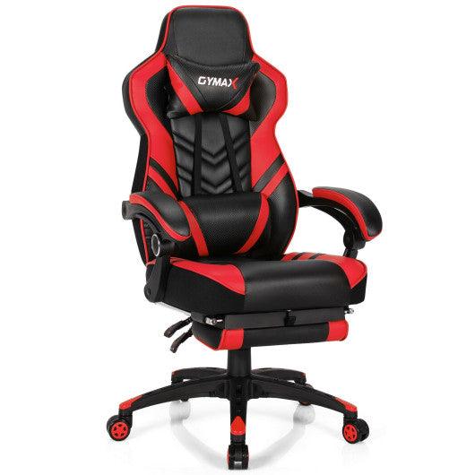 Adjustable Gaming Chair with Footrest for Home Office-Red