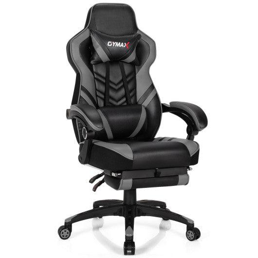 Adjustable Gaming Chair with Footrest for Home Office-Gray