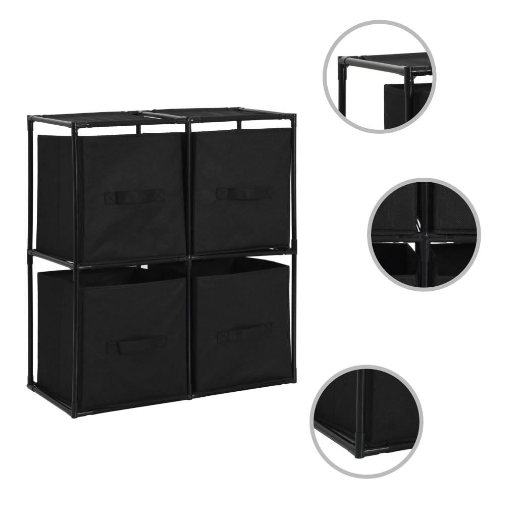 Storage Cabinet with 4 Fabric Baskets Black 24.8