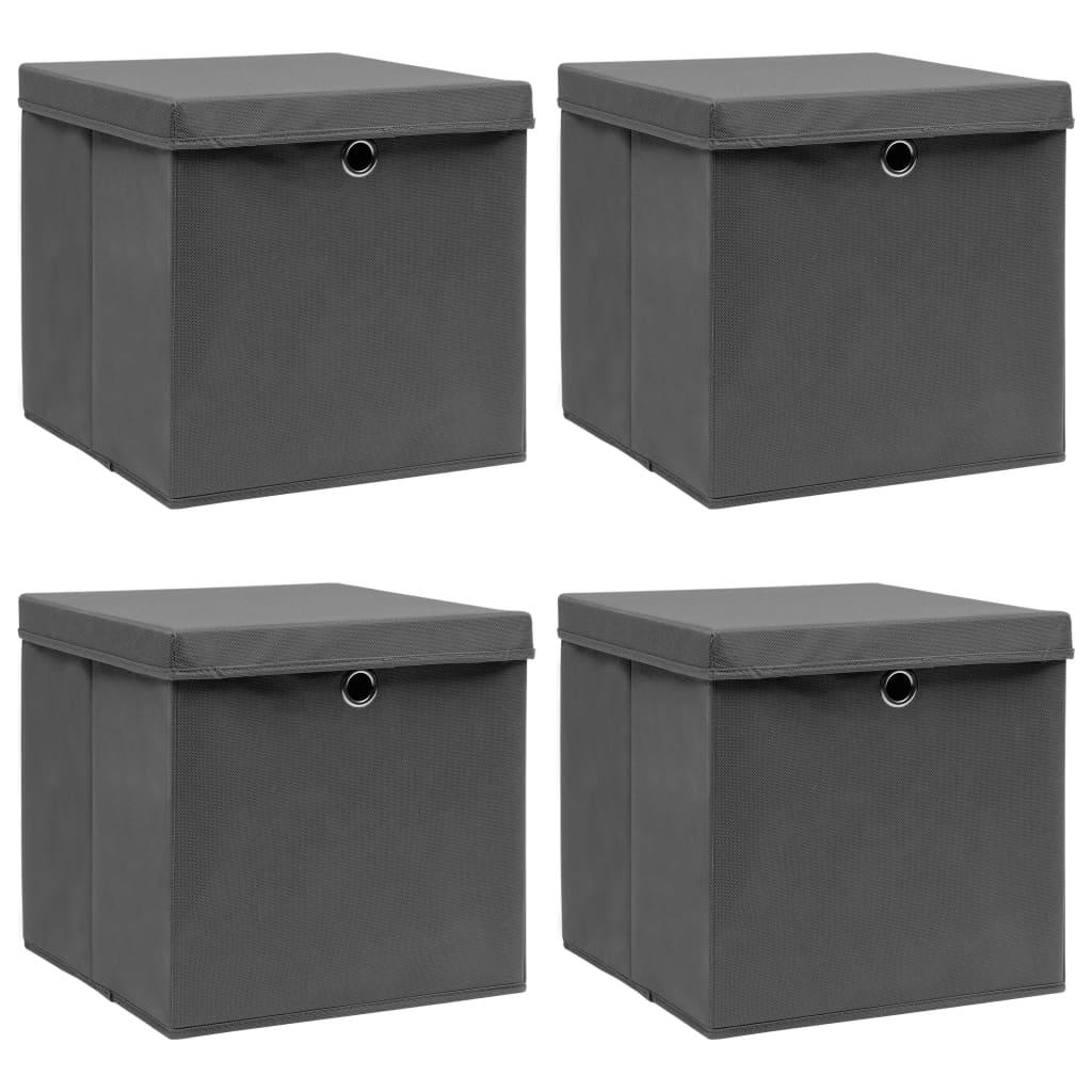 Storage Boxes with Lids 4 pcs Gray 12.6