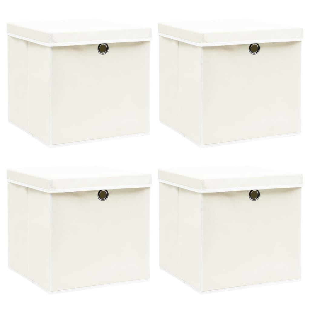 Storage Boxes with Lids 4 pcs White 12.6