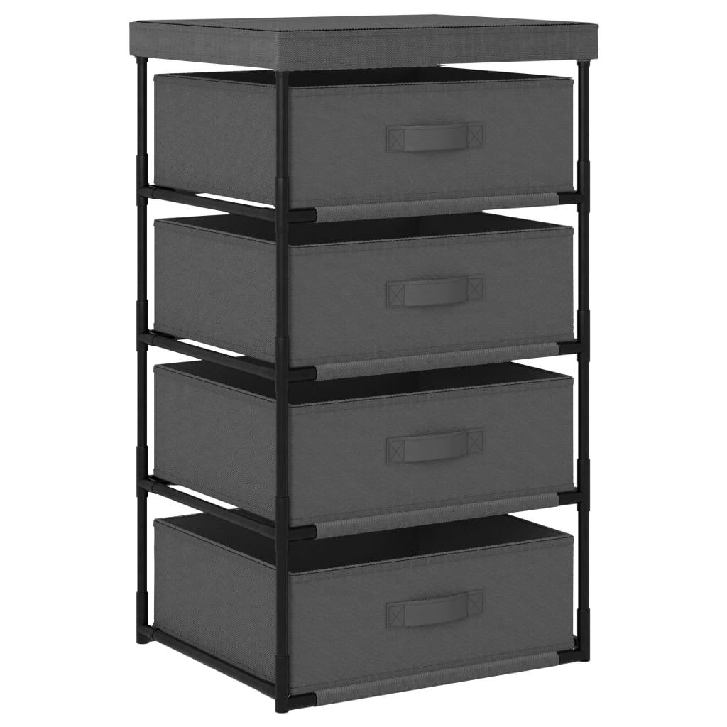 Storage Rack with 4 Fabric Baskets Steel Gray