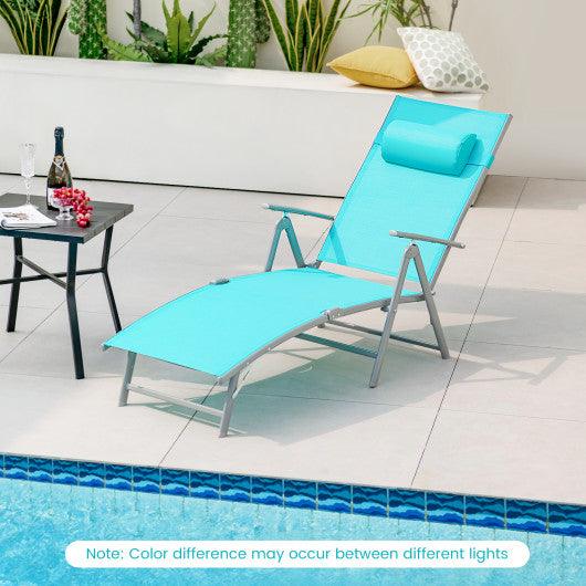 Folding Chaise Lounge Chair Outdoor Reclining Chair for Backyard-Tuiquoise