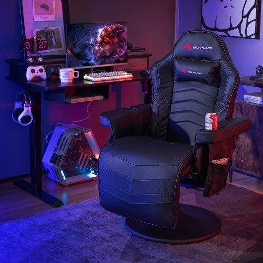 Massage Video Gaming Recliner Chair with Adjustable Height-Black