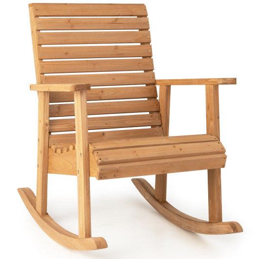 Outdoor Fir Wood Rocking Chair with High Backrest