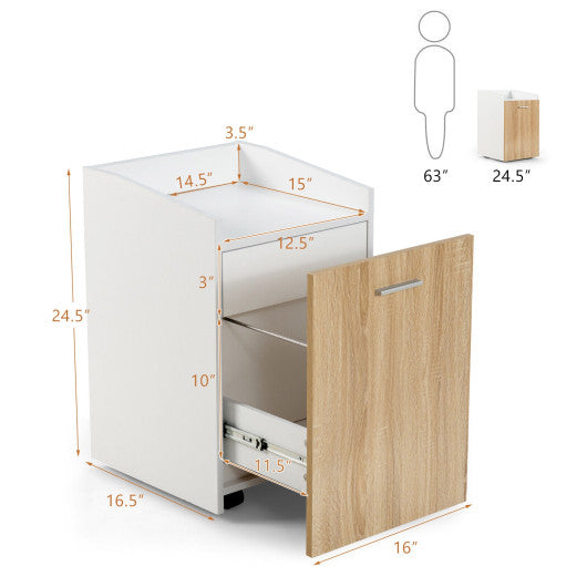 File Cabinet with 2 Drawers Mobile Filing Cabinet with Wheel for Letter Size-White - Set Shop and Smile