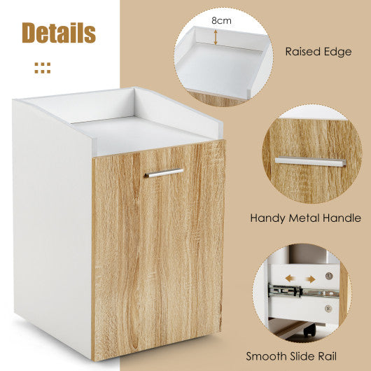 File Cabinet with 2 Drawers Mobile Filing Cabinet with Wheel for Letter Size-White - Set Shop and Smile