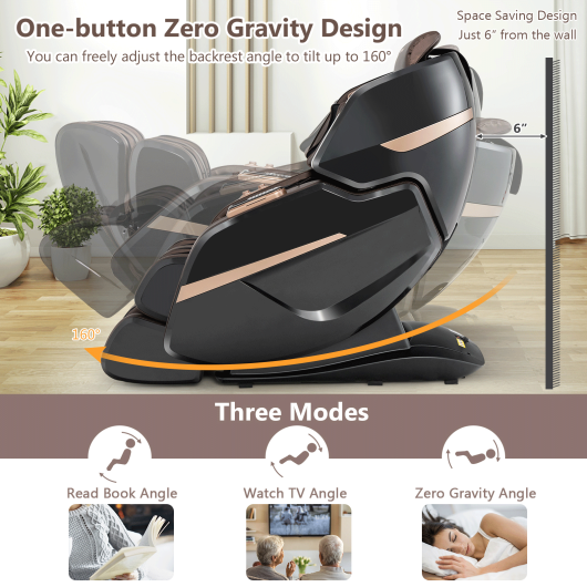 3D Double SL-Track Electric Full Body Zero Gravity Massage Chair with Heat Roller-Brown at Set Shop and Smile