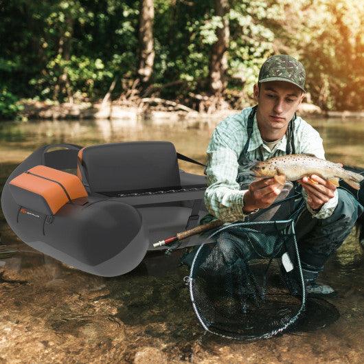Inflatable Fishing Float Tube with Pump Storage Pockets and Fish Ruler-Gray  – Set Shop and Smile
