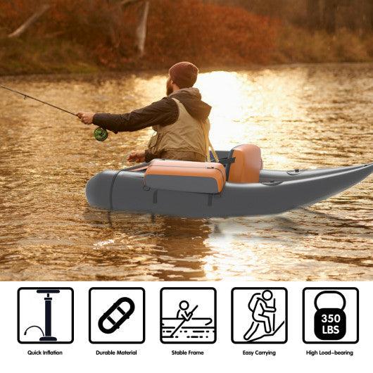 Inflatable Fishing Float Tube with Pump Storage Pockets and Fish Ruler-Gray  – Set Shop and Smile