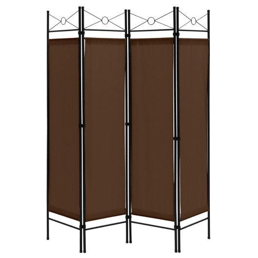 6 Feet 4-Panel Folding Freestanding Room Divider-Brown