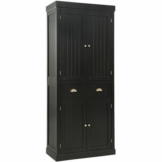 Cupboard Freestanding Kitchen Cabinet w/ Adjustable Shelves-Dark Brown