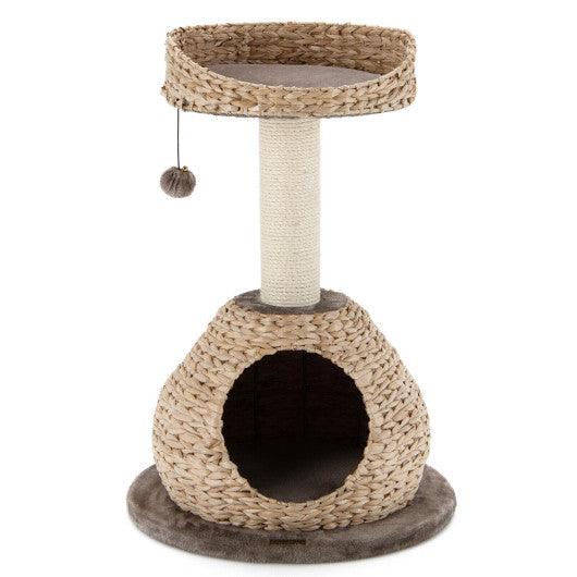 28 Inches Hand-Made Cat Tree Tower with Jump Platform-Coffee