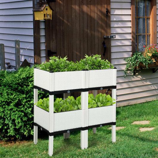 Set of 4 Elevated Flower Vegetable Herb Grow Planter Box