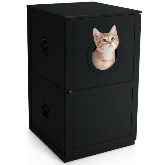 2-tier Litter Hidden Cat House With Anti-toppling Device-Black