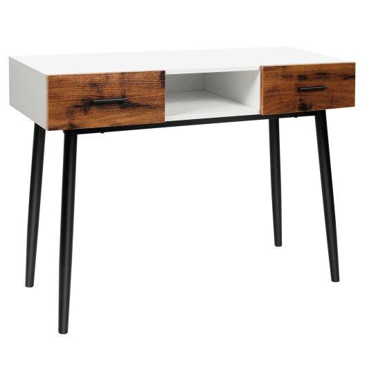 48 Inch Industrial Console Table with 2 Drawers for Entryway Hallway