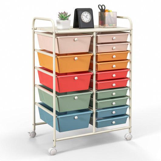 15-Drawer Utility Rolling Organizer Cart Multi-Use Storage-Deep Multicolor at Set Shop and Smile