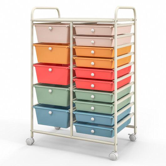 15-Drawer Utility Rolling Organizer Cart Multi-Use Storage-Deep Multicolor at Set Shop and Smile