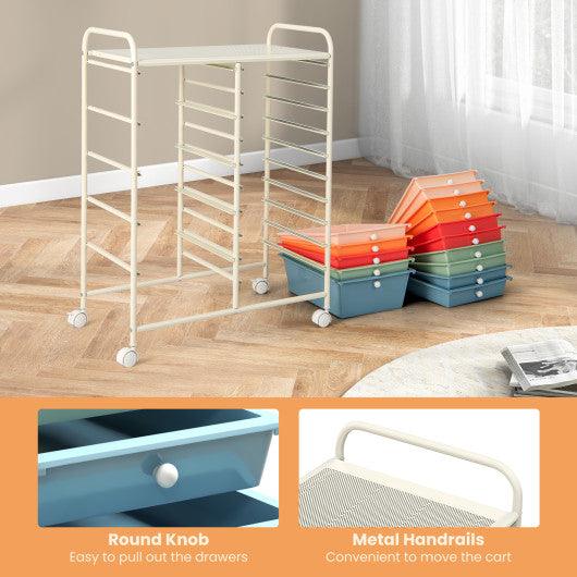 15-Drawer Utility Rolling Organizer Cart Multi-Use Storage-Deep Multicolor