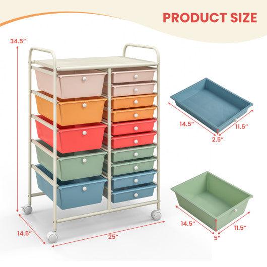 15-Drawer Utility Rolling Organizer Cart Multi-Use Storage-Deep Multicolor at Set Shop and Smile