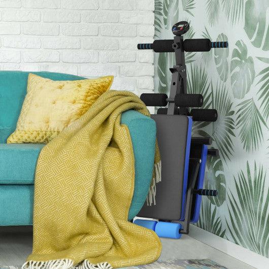 Adjustable Sit Up Bench with LCD Monitor-Blue