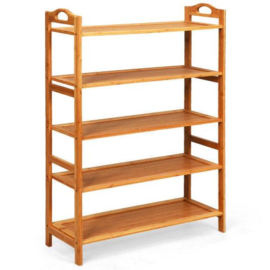 5-Tier Bamboo FreeStanding Shoe Rack-Natural