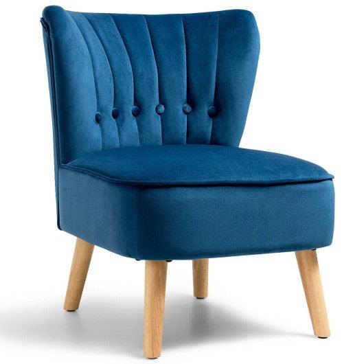 Armless Accent Chair Tufted Velvet Leisure Chair-Blue