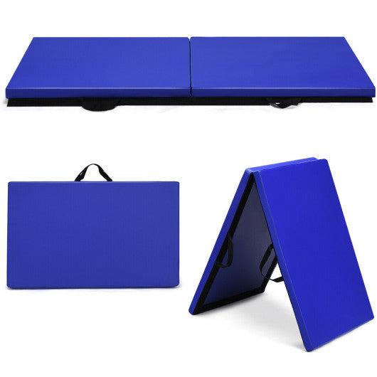 6 x 2 Feet Gymnastic Mat with Carrying Handles for Yoga-Blue