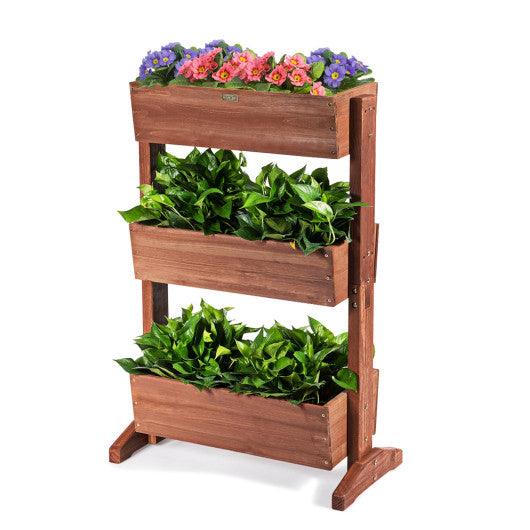 3-Tier Raised Garden Bed with Detachable Ladder and Adjustable Shelf