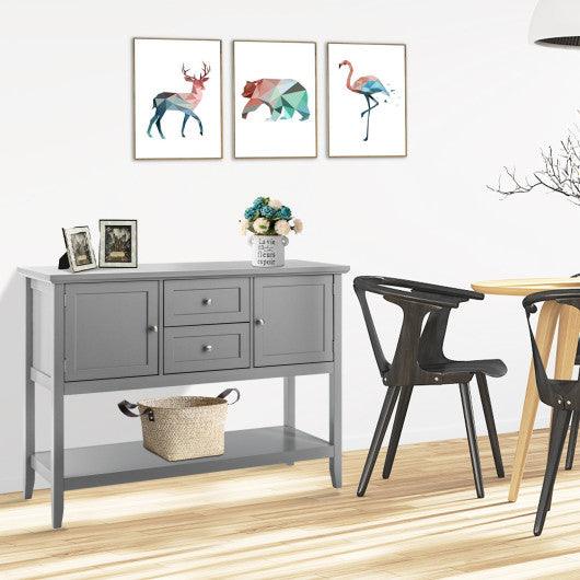 Wooden Sideboard Buffet Console Table  with Drawers and Storage-Gray