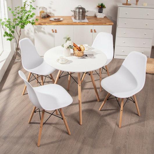 5 Pieces Table Set With Solid Wood Leg For Dining Room-White