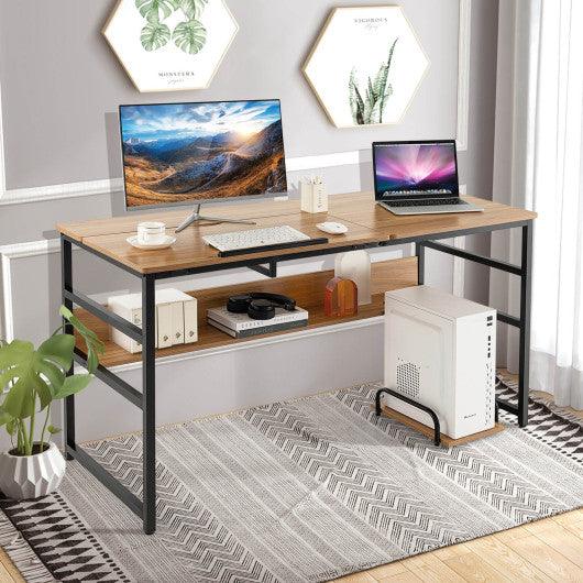 55 Inch Computer Desk with Tiltable Desktop for Drawing Writing-Natural