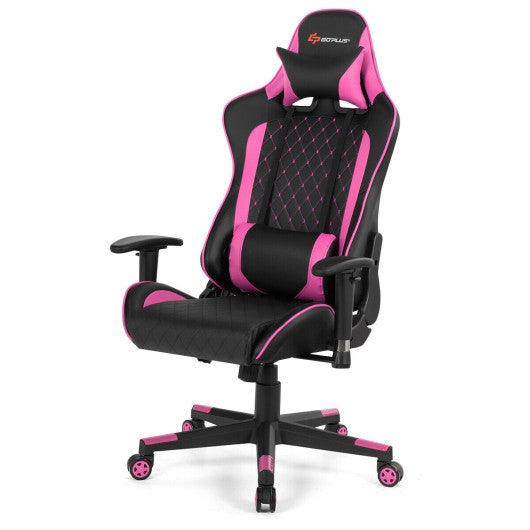 Massage Gaming Chair with Lumbar Support and Headrest-Pink at Set Shop and Smile