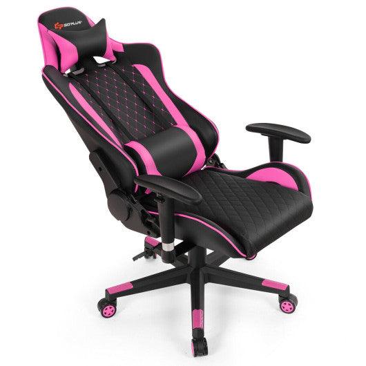 Massage Gaming Chair with Lumbar Support and Headrest-Pink at Set Shop and Smile