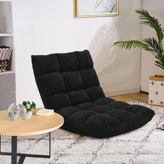 Adjustable 14-position Floor Chair Folding Lazy Gaming Sofa Chair-Black