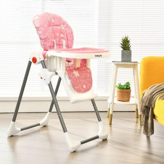 Folding Baby High Dining Chair with 6-Level Height Adjustment-Pink at Set Shop and Smile