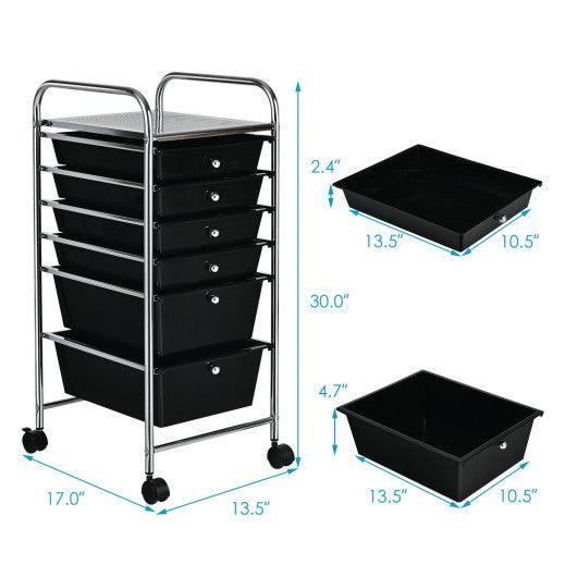 6 Drawers Rolling Storage Cart Organizer-Black at Set Shop and Smile