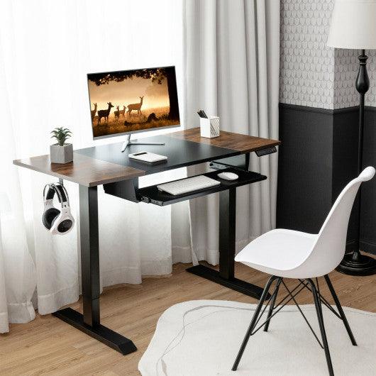 48 Inch Electric Sit to Stand Desk with Keyboard Tray-Black