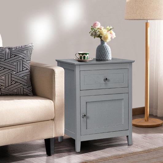 2-Tier Accent Table with Spacious Tabletop-Gray