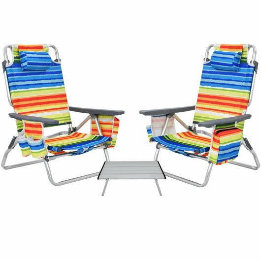 Costway 4-Pack 5-Position Outdoor Folding Backpack Beach Reclining Chair with Pillow-Yellow