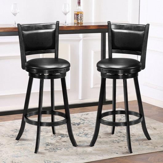 Set of 2 29 Inch Swivel Bar Height Stool Wood Dining Chair Barstool-Black