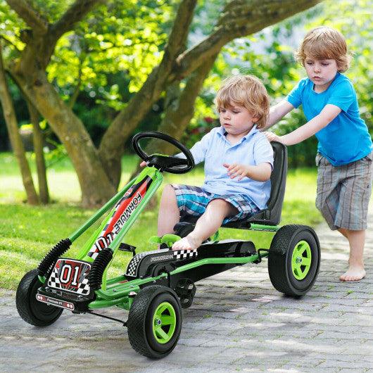 4 Wheels Kids Ride On Pedal Powered Bike Go Kart Racer Car Outdoor Play Toy-Green