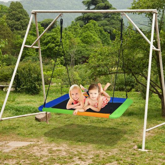 60 Inches Platform Tree Swing Outdoor with  2 Hanging Straps