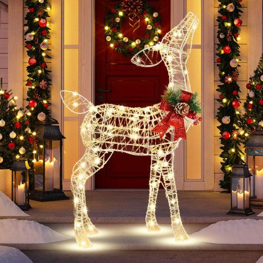 Lighted Christmas Reindeer Decorations with 50 LED Lights for Outdoor Yard