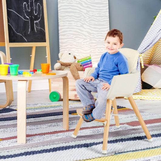 3-in-1 Convertible Wooden High Chair with Cushion-Beige