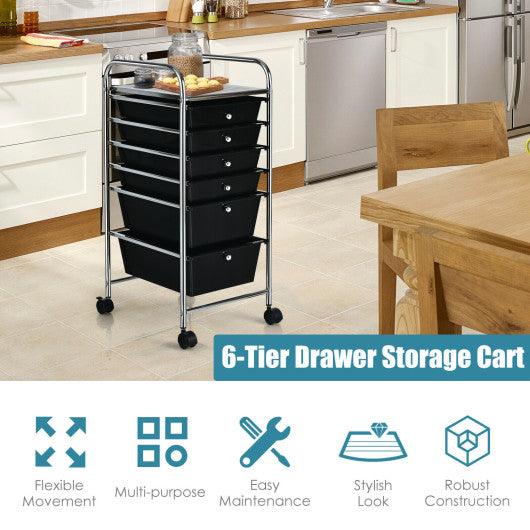 6 Drawers Rolling Storage Cart Organizer-Black at Set Shop and Smile