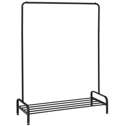 Heavy Duty Clothes Stand Rack with Top Rod and Lower Storage Shelf