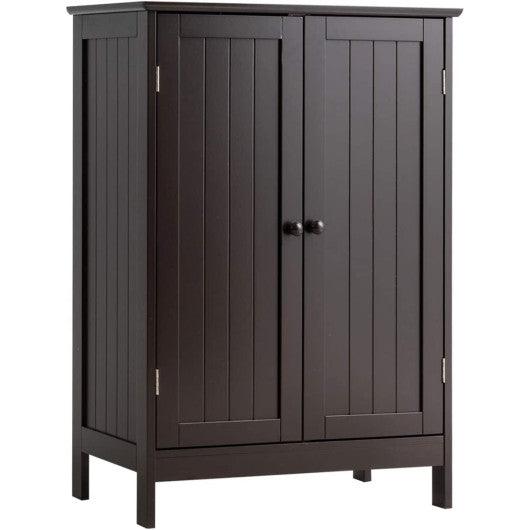 Bathroom Floor Storage Double Door Cupboard Cabinet-Brown