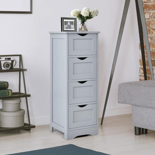 Floor Wooden Free Standing Storage Side Organizer for Bathroom-Gray